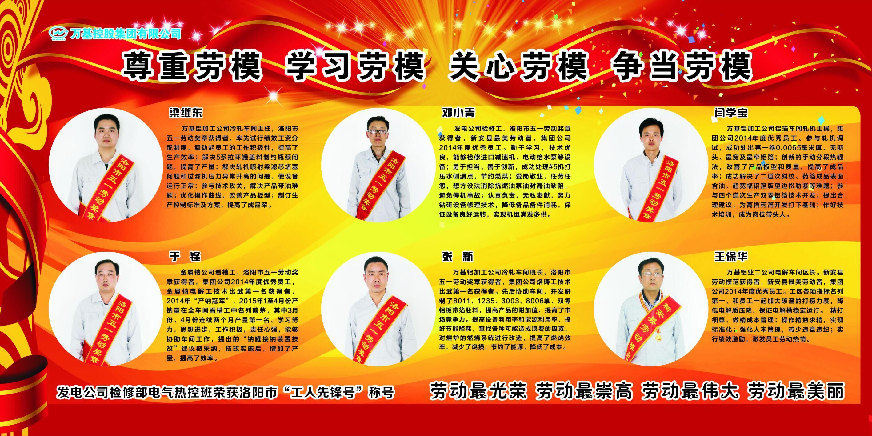 萬(wàn)基控股集團公司五名員工獲洛陽(yáng)市五一勞動(dòng)獎?wù)? title=
